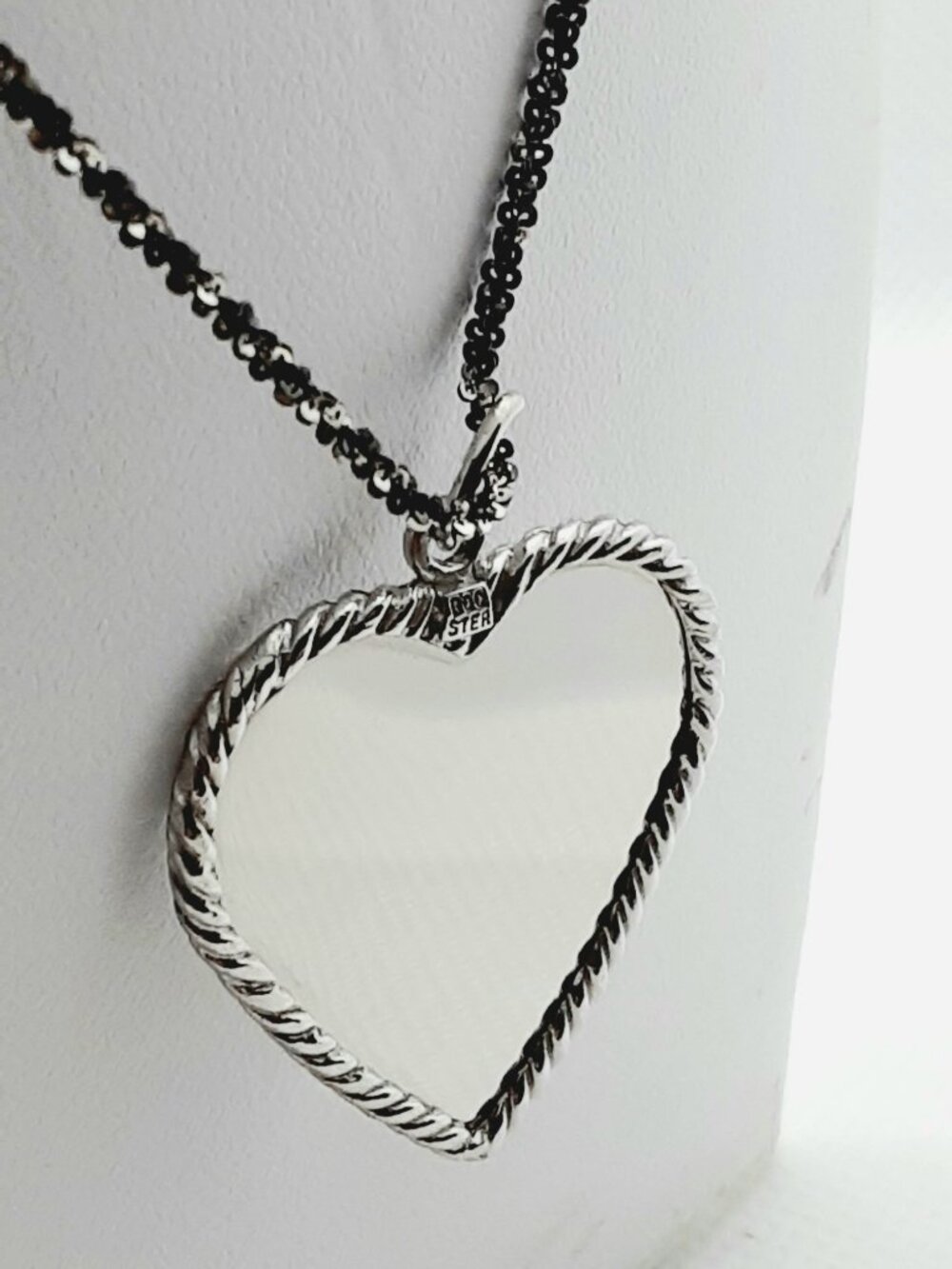 NEW 18 inch 925 oxidized wheat chain and mirrored heart pendant - Picture 10 of 12